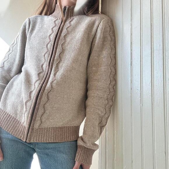 Vintage Christopher & Banks Beige Zip Sweater Small Natural - Picture 8 of 8